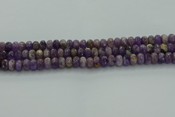 CNA1030 15.5 inches 6*10mm faceted rondelle dogtooth amethyst beads