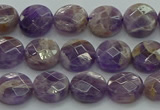 CNA1044 15.5 inches 10mm faceted coin dogtooth amethyst beads