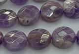 CNA1046 15.5 inches 14mm faceted coin dogtooth amethyst beads