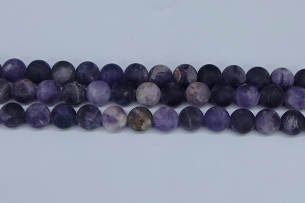 CNA1065 15.5 inches 14mm round matte dogtooth amethyst beads