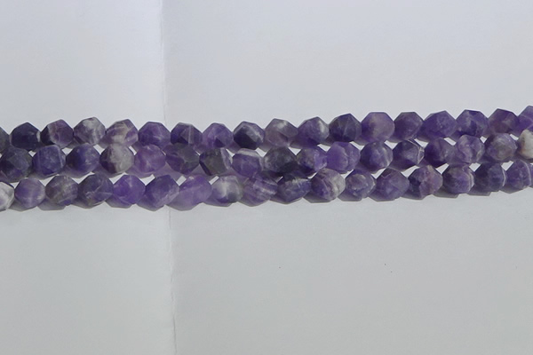 CNA1077 15.5 inches 8mm faceted nuggets matte dogtooth amethyst beads