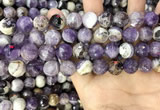 CNA1090 15.5 inches 12mm faceted round dogtooth amethyst beads