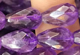 CNA1104 15.5 inches 8*12mm faceted teardrop amethyst gemstone beads