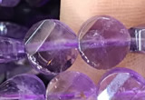 CNA1108 15.5 inches 8mm twisted & faceted coin amethyst beads