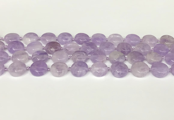 CNA1126 15.5 inches 14mm flat round natural lavender amethyst beads