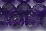 CNA1173 15.5 inches 10mm faceted round natural amethyst beads