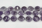 CNA1204 15.5 inches 20mm faceted coin amethyst beads wholesale