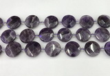 CNA1205 15.5 inches 20mm faceted coin amethyst gemstone beads