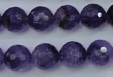 CNA255 15.5 inches 14mm faceted round natural amethyst beads