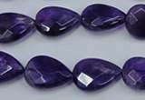 CNA262 15.5 inches 13*18mm faceted flat teardrop natural amethyst beads