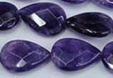 CNA264 15.5 inches 18*25mm faceted flat teardrop natural amethyst beads