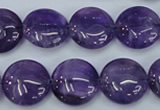 CNA270 15.5 inches 16mm flat round natural amethyst beads wholesale