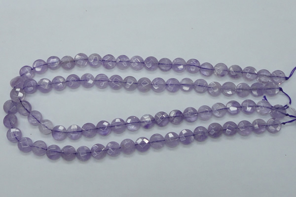 CNA321 15.5 inches 10mm faceted coin natural lavender amethyst beads