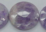 CNA327 15.5 inches 40mm faceted coin natural lavender amethyst beads