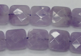 CNA340 15.5 inches 15*15mm faceted square natural lavender amethyst beads