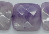 CNA342 15.5 inches 30*30mm faceted square natural lavender amethyst beads