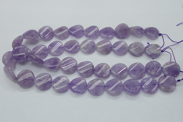 CNA343 15.5 inches 20mm twisted coin natural lavender amethyst beads