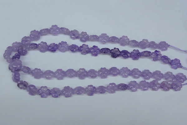 CNA434 15.5 inches 12mm carved flower natural lavender amethyst beads