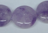 CNA438 15.5 inches 25mm flat round natural lavender amethyst beads