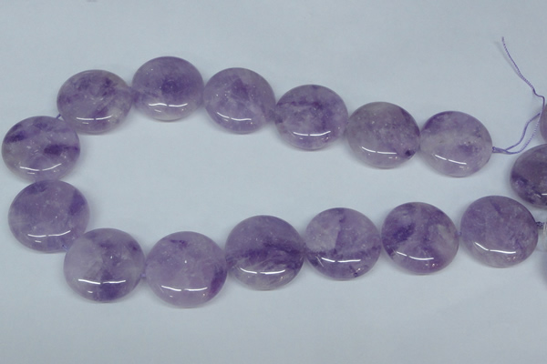 CNA438 15.5 inches 25mm flat round natural lavender amethyst beads