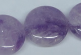 CNA439 15.5 inches 30mm flat round natural lavender amethyst beads