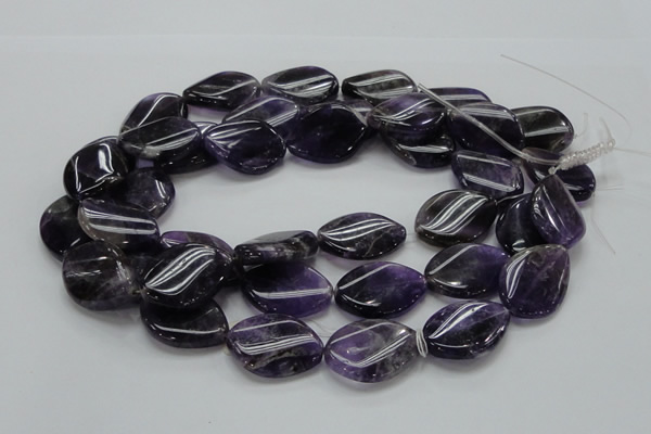 CNA44 15.5 inches 22*30mm twisted teardrop grade A natural amethyst beads