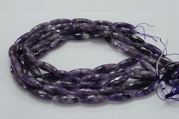 CNA54 15.5 inches 10*30mm faceted rice grade AB+ natural amethyst beads