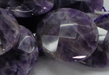 CNA58 15.5 inches 30mm faceted coin grade AB+ natural amethyst beads