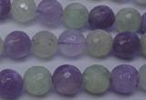 CNA663 15 inches 10mm faceted round lavender amethyst & prehnite beads