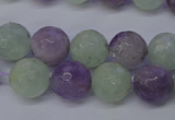 CNA664 15 inches 12mm faceted round lavender amethyst & prehnite beads