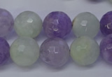 CNA665 15 inches 14mm faceted round lavender amethyst & prehnite beads