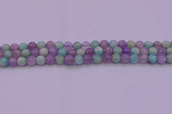 CNA682 15.5 inches 8mm faceted round lavender amethyst & amazonite beads