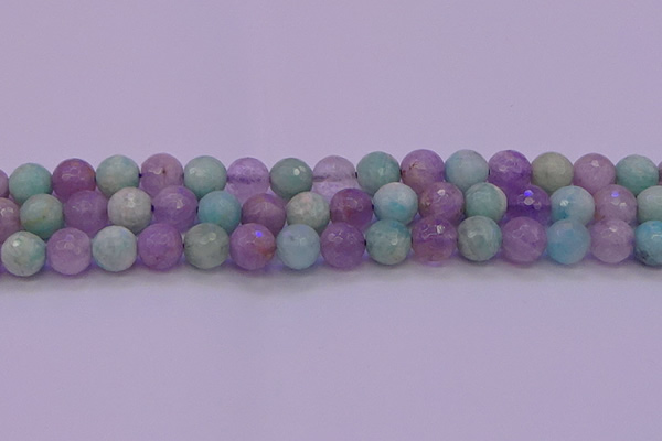 CNA684 15.5 inches 12mm faceted round lavender amethyst & amazonite beads