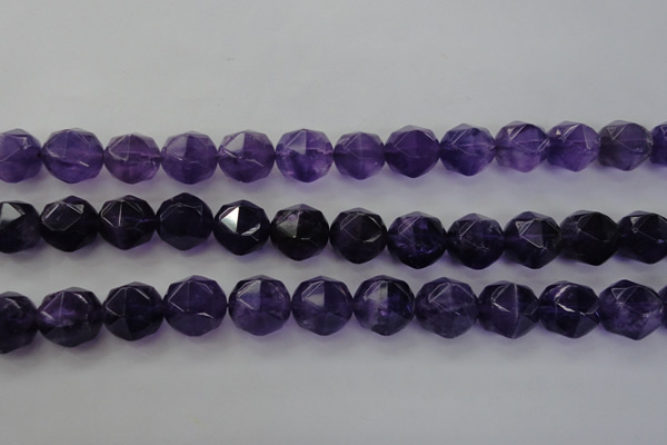 CNA72 15.5 inches 14mm faceted round natural amethyst beads