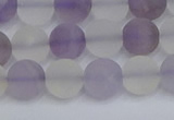 CNA737 15.5 inches 8mm round matte amethyst & white crystal beads