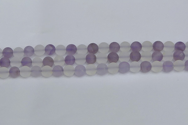 CNA737 15.5 inches 8mm round matte amethyst & white crystal beads