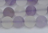 CNA738 15.5 inches 10mm round matte amethyst & white crystal beads