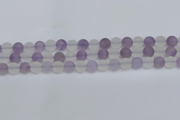 CNA738 15.5 inches 10mm round matte amethyst & white crystal beads