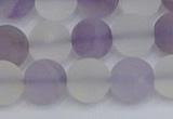 CNA739 15.5 inches 12mm round matte amethyst & white crystal beads