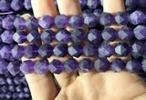 CNA768 15.5 inches 10mm faceted nuggets matte amethyst beads