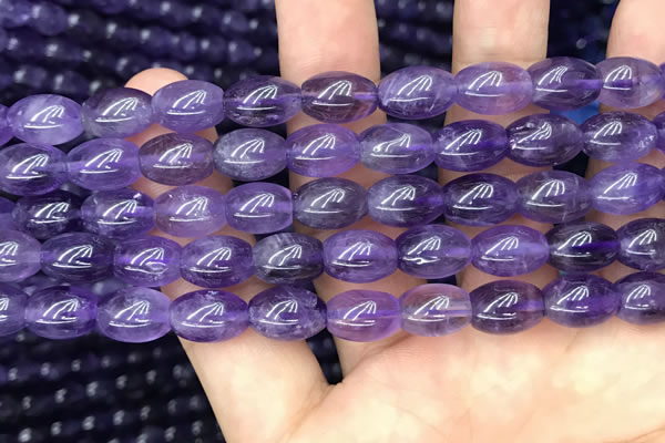 CNA771 15.5 inches 8*11mm rice amethyst gemstone beads