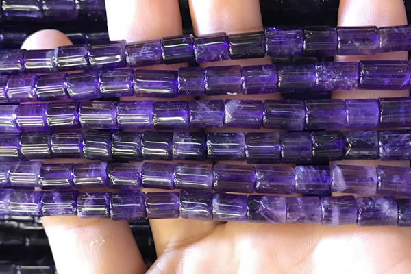 CNA776 15.5 inches 6*7mm - 6*8mm tube natural amethyst beads