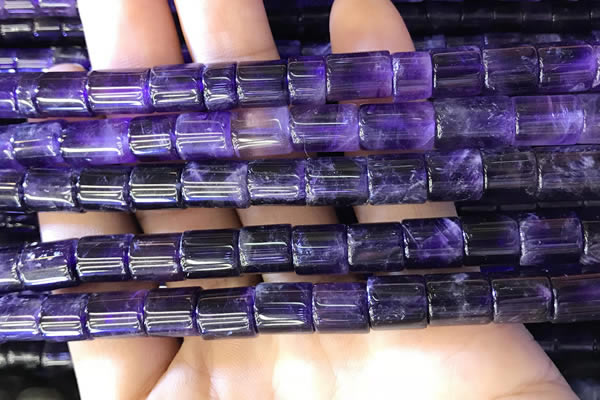 CNA778 15.5 inches 8*8mm - 8*9mm tube natural amethyst beads