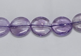 CNA820 15.5 inches 10mm flat round natural light amethyst beads