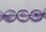 CNA821 15.5 inches 12mm flat round natural light amethyst beads