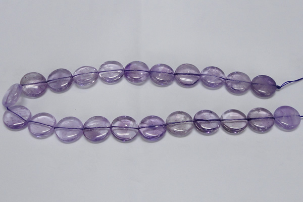 CNA823 15.5 inches 16mm flat round natural light amethyst beads