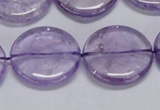 CNA826 15.5 inches 25mm flat round natural light amethyst beads