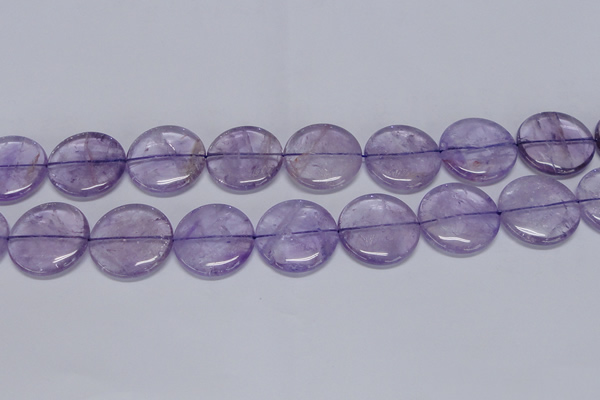 CNA827 15.5 inches 30mm flat round natural light amethyst beads