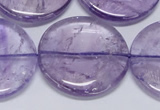 CNA828 15.5 inches 35mm flat round natural light amethyst beads