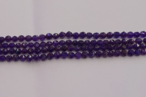 CNA936 15.5 inches 6mm faceted nuggets amethyst gemstone beads